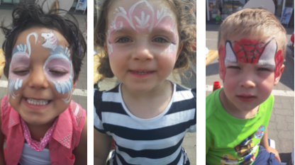 Beim Kinderschminken schminken wir Kinder zur Piraten und Spiderman.